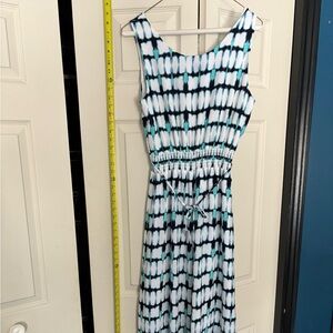 Joseph Ribkoff Teal and Black Patterned Maxi Dress